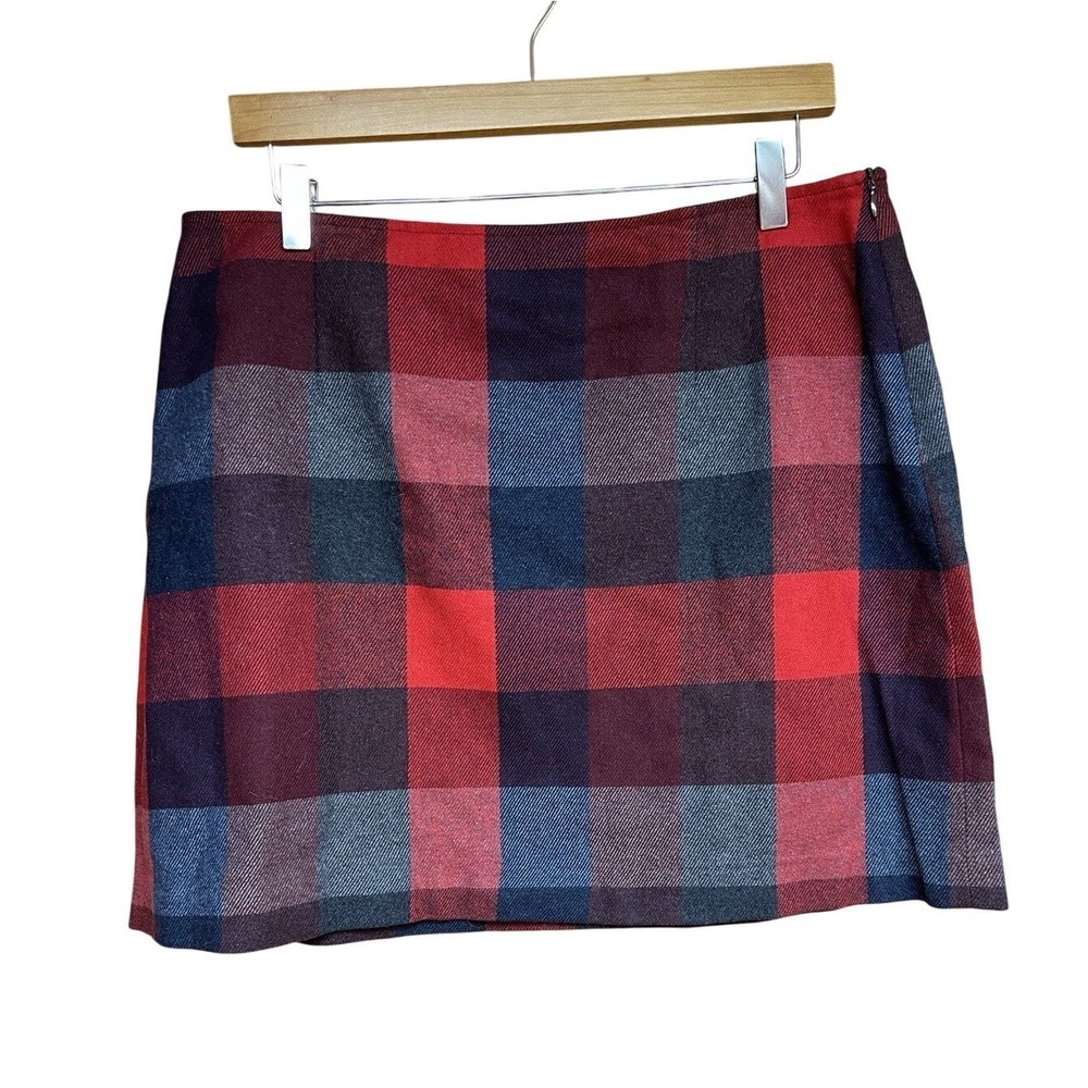 The Limited Wool Blend Plaid Mini Skirt Womens 14 Red Tartan Made Italy Preppy